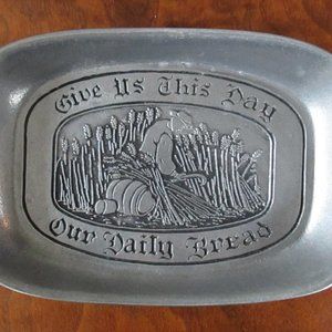 Our Daily Bread vintage Wilton Armetale metal tray bread plate